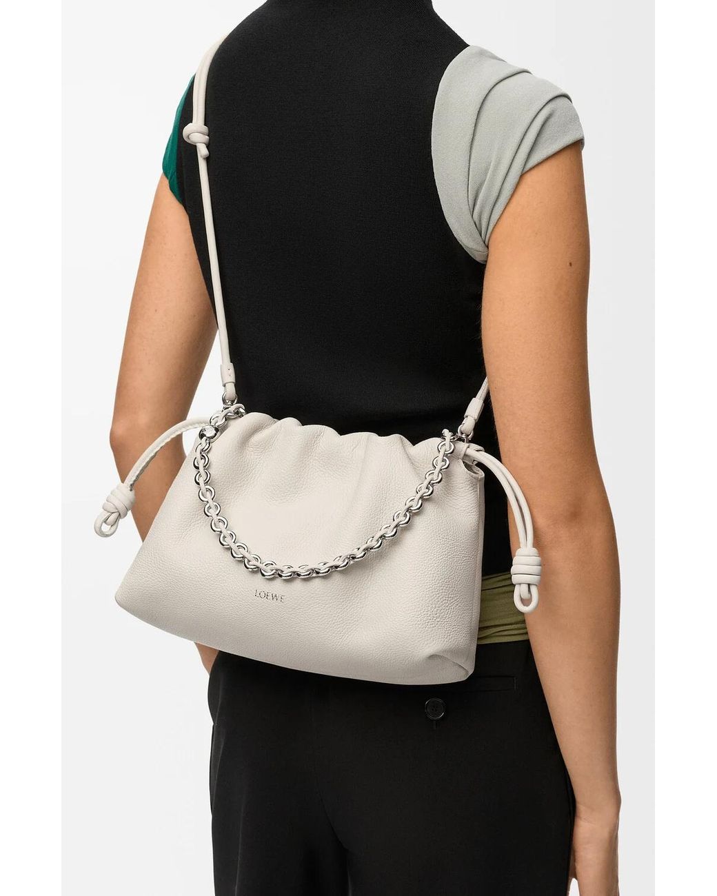 Loewe White Flamenco Medium Shoulder Bag