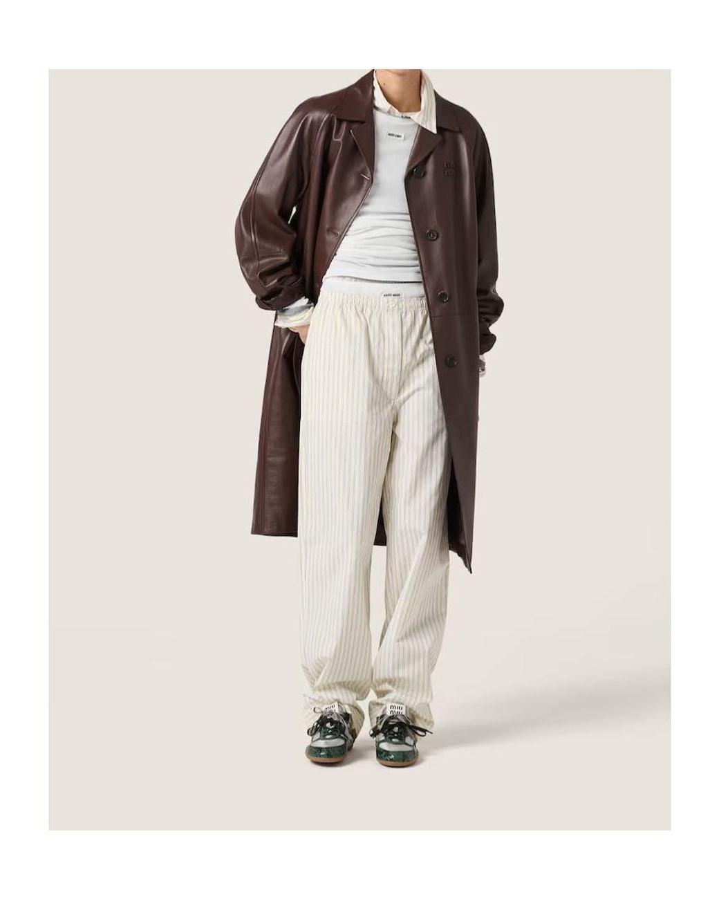 Miu Miu White Striped Straight Leg Pants