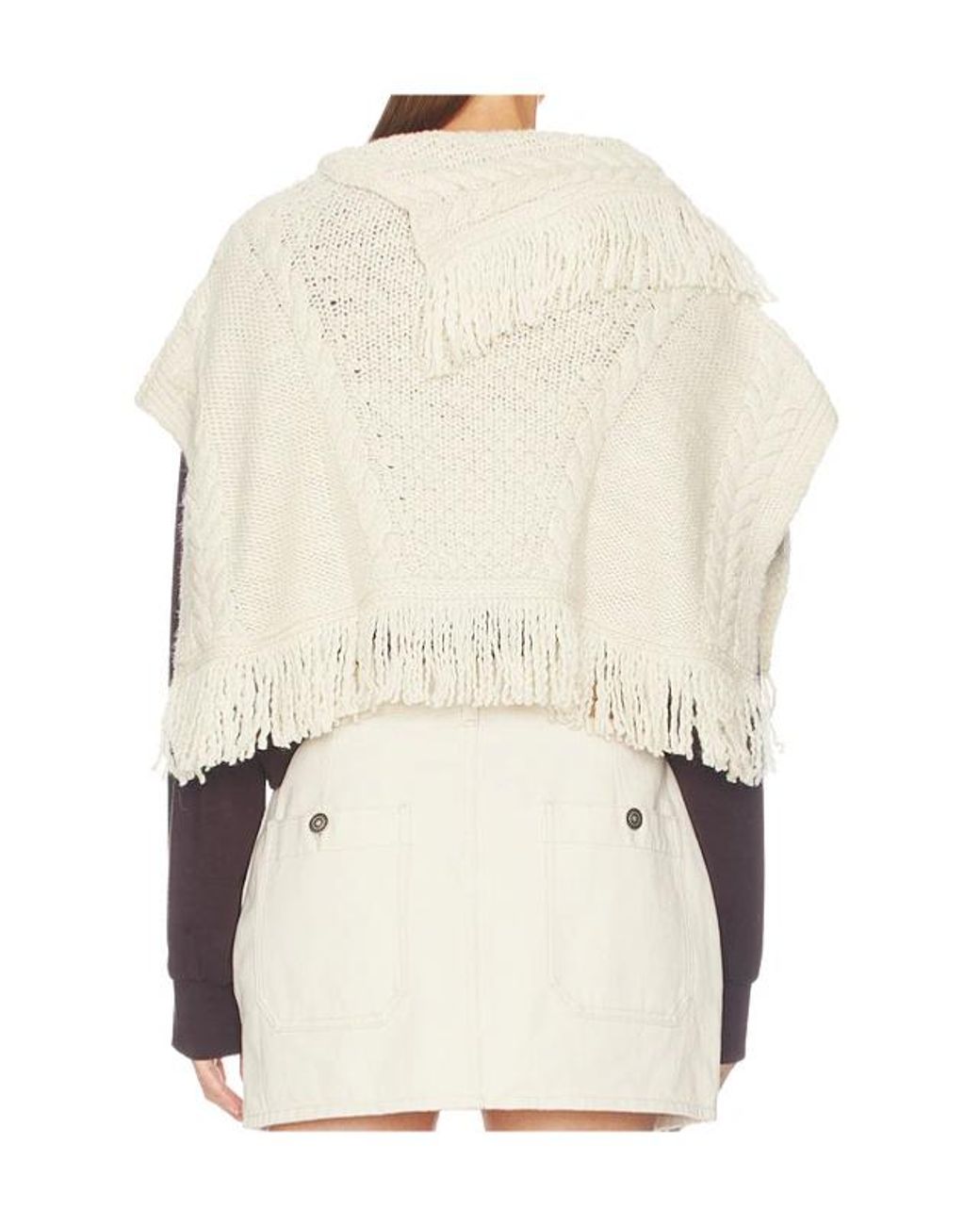 Isabel Marant Natural Isabel Marant Étoile Kacie Fringed Knit Cape