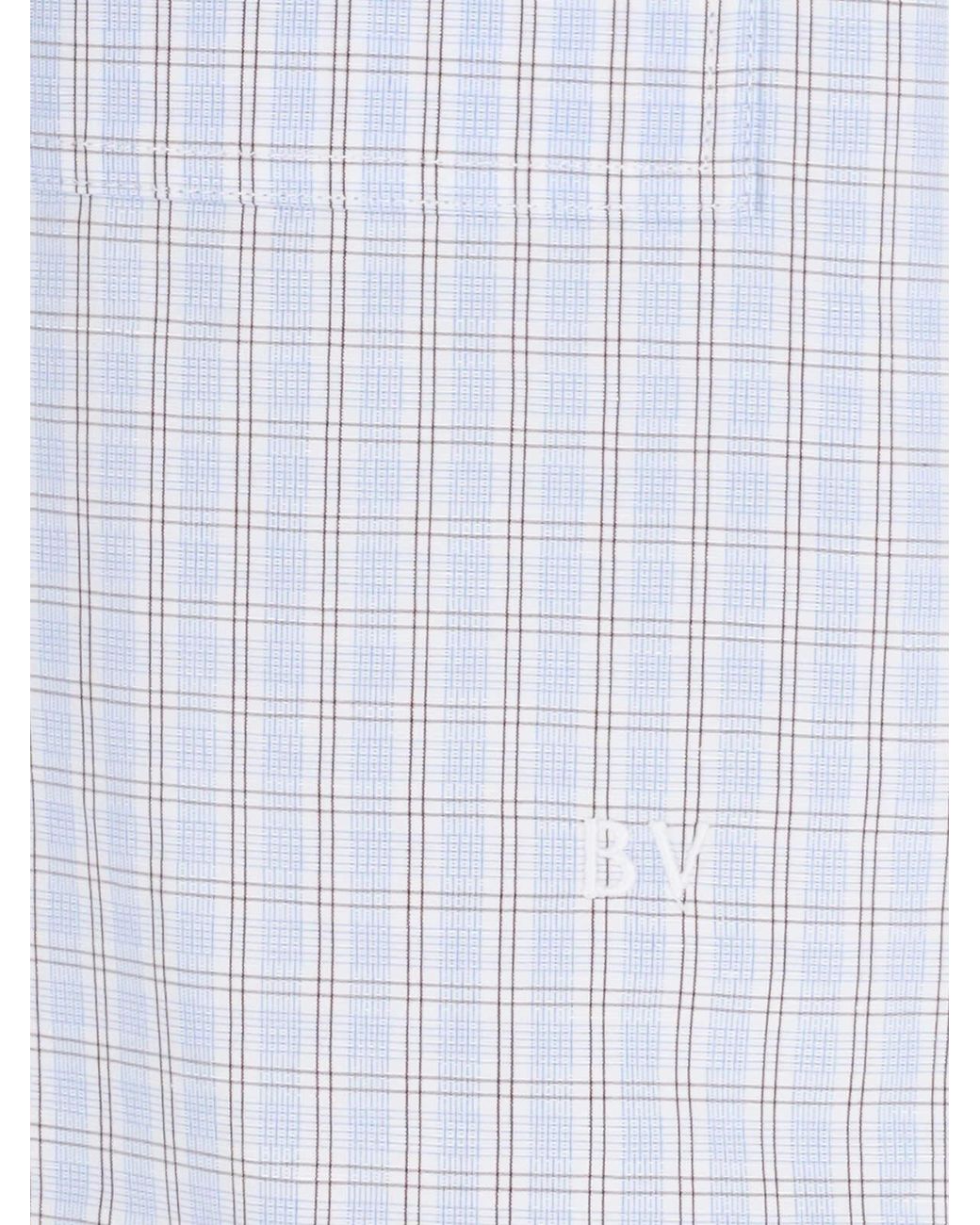 Bottega Veneta White Bv Embroidered Check Overshirt for men