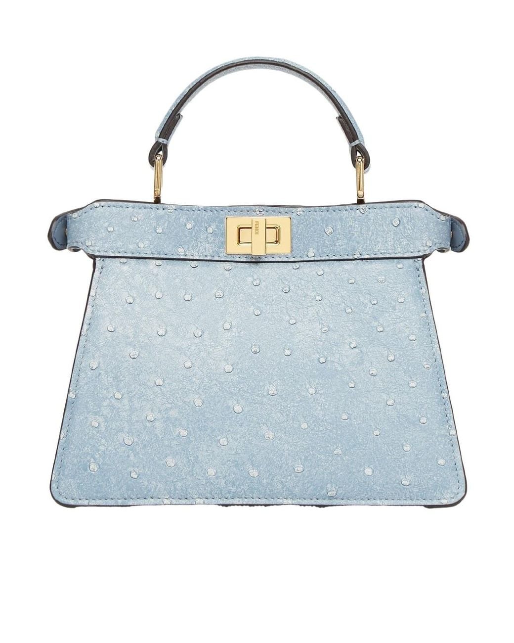 Fendi Blue Denim-Effect Ostrich Leather Bag