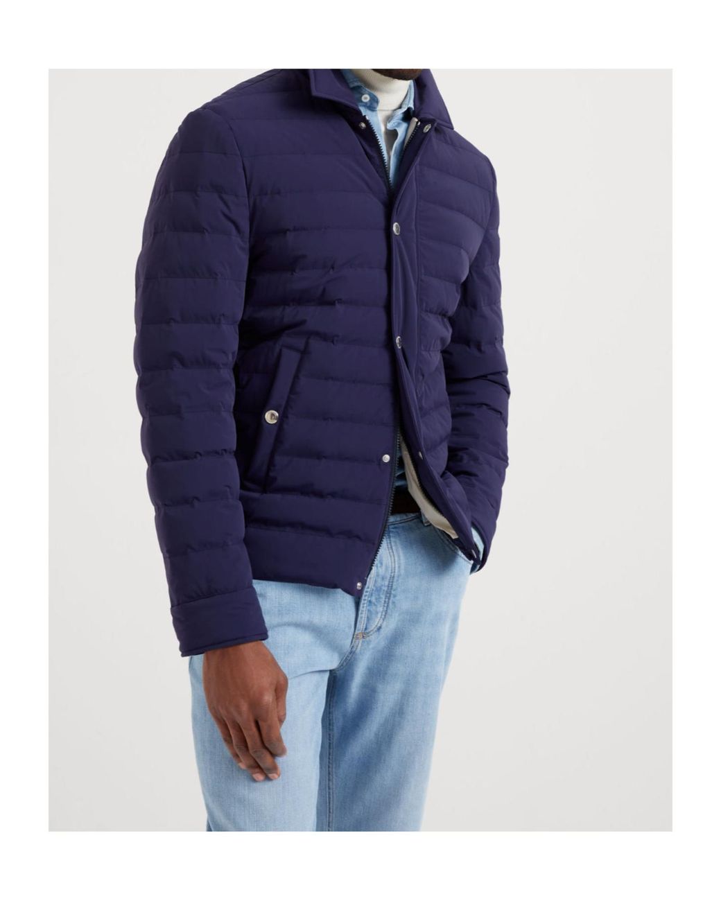 Brunello Cucinelli Blue Quilted Jacket for men