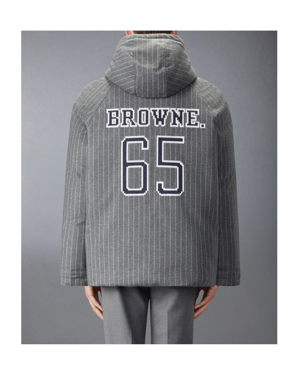 Thom Browne Gray Browne 65 Flannel Cropped Football Parka for men