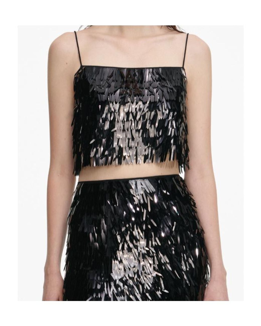 Self-Portrait Black Sequin-Embellished Top