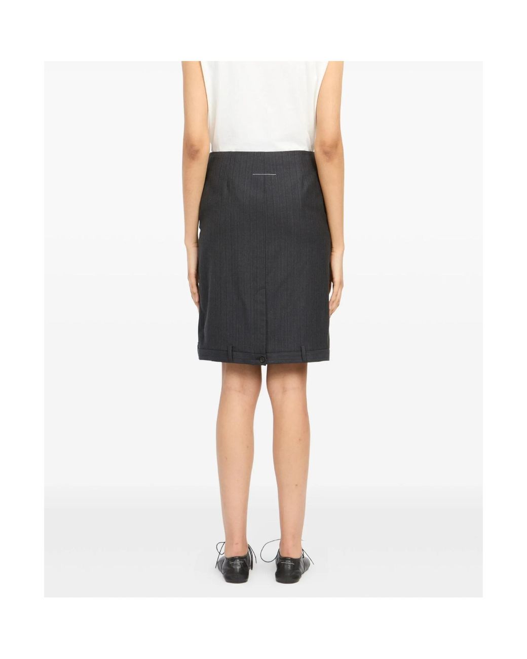 MM6 by Maison Margiela Blue Pinstripe Pocket Midi Skirt