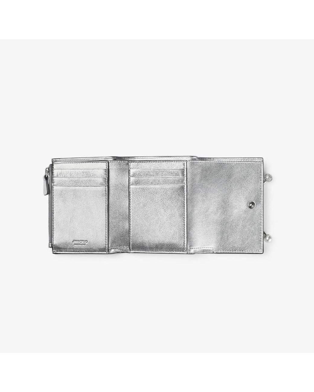 Jimmy Choo Gray Marinda Metallic Compact Wallet