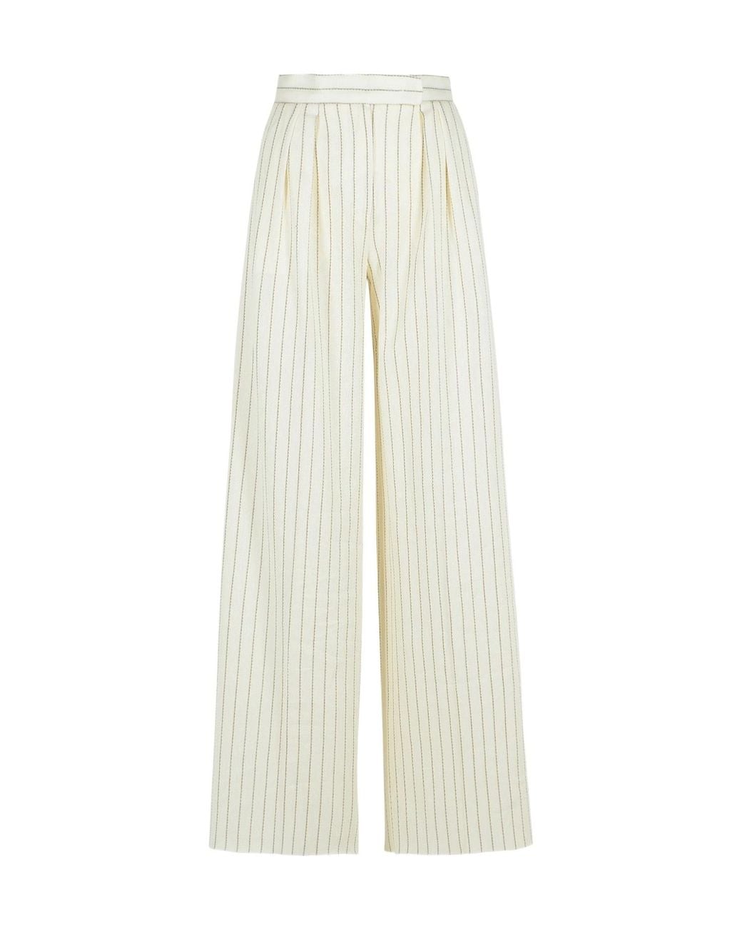 Max Mara White Clarion Striped Wide-Leg Trousers