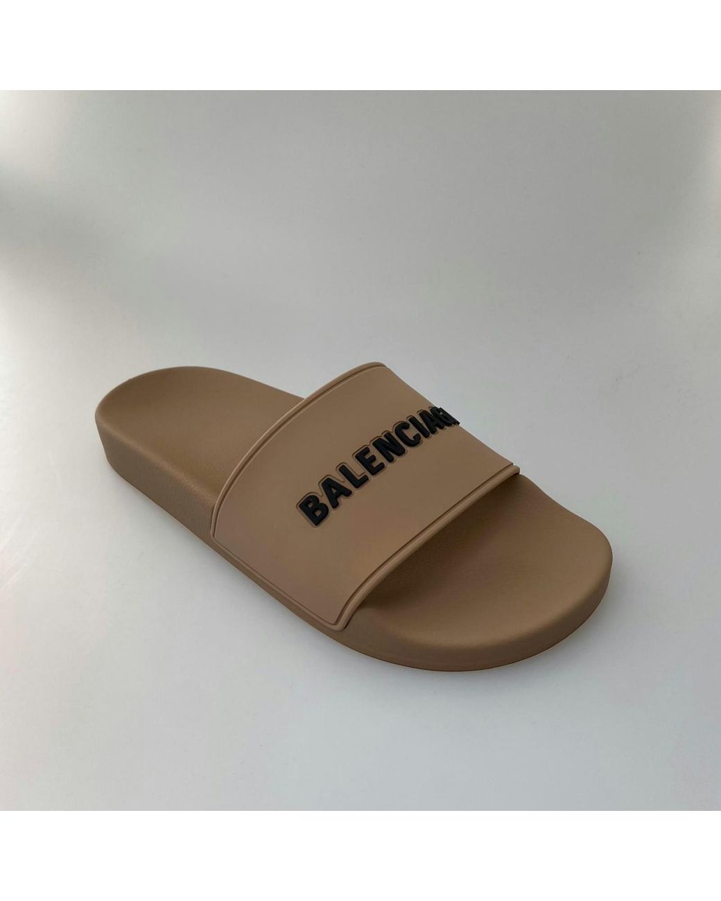 Balenciaga Brown Logo Printed Pool Slides for men