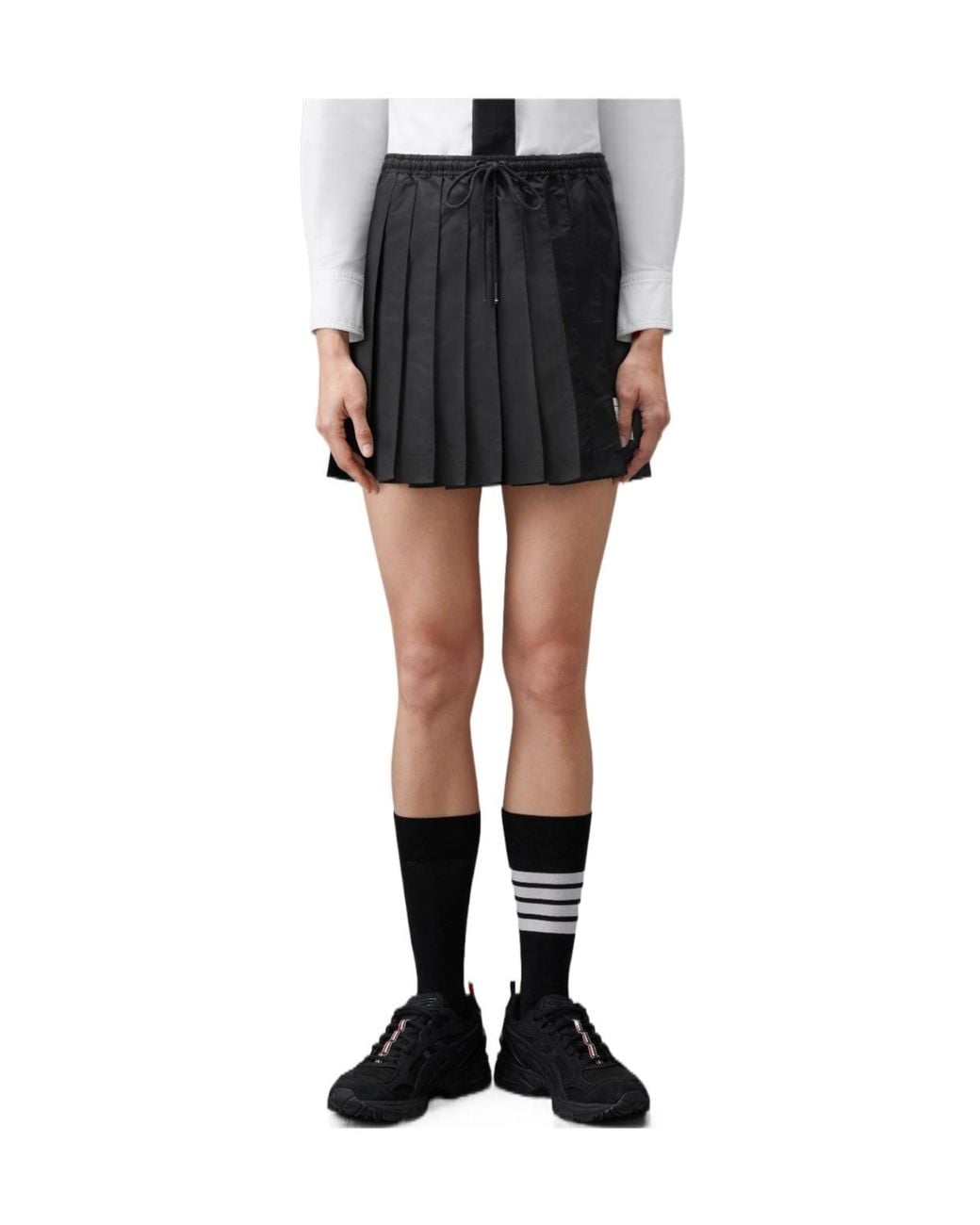 Thom Browne Black Ripstop Pleated Mini Skirt