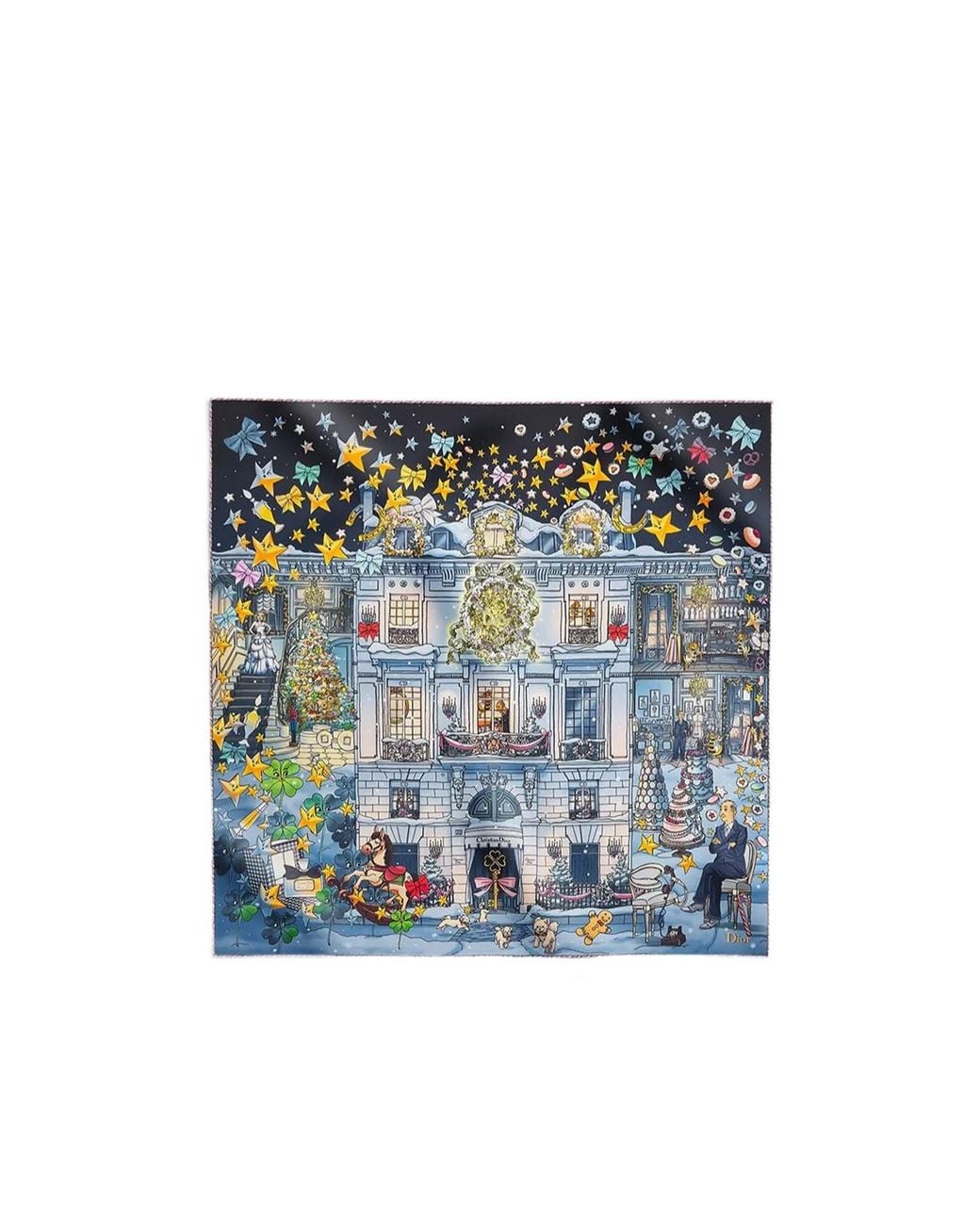 Dior Blue Noël À Montaigne 90 Square Scarf