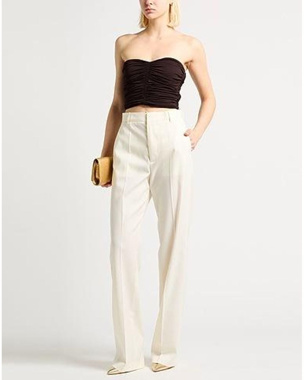 MM6 by Maison Margiela White Solid-Colored Straight-Leg Pants