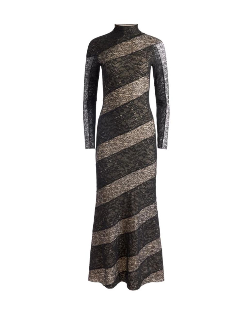delora lace paneled dress Alice + Olivia Delora Lace Paneled Dress in Black