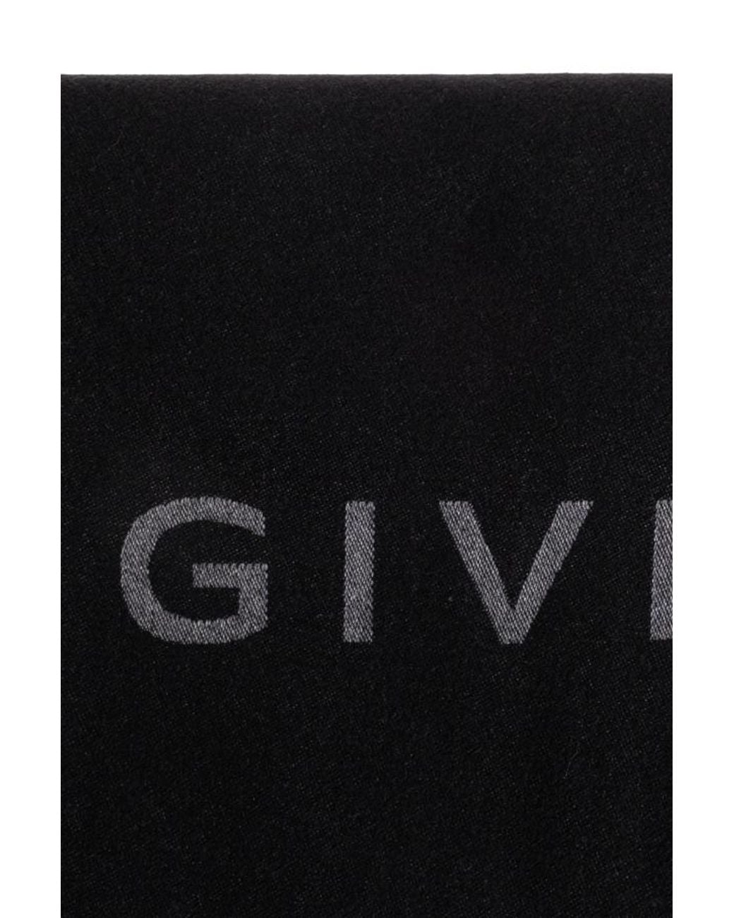 Givenchy Black Logo Fringe Scarf