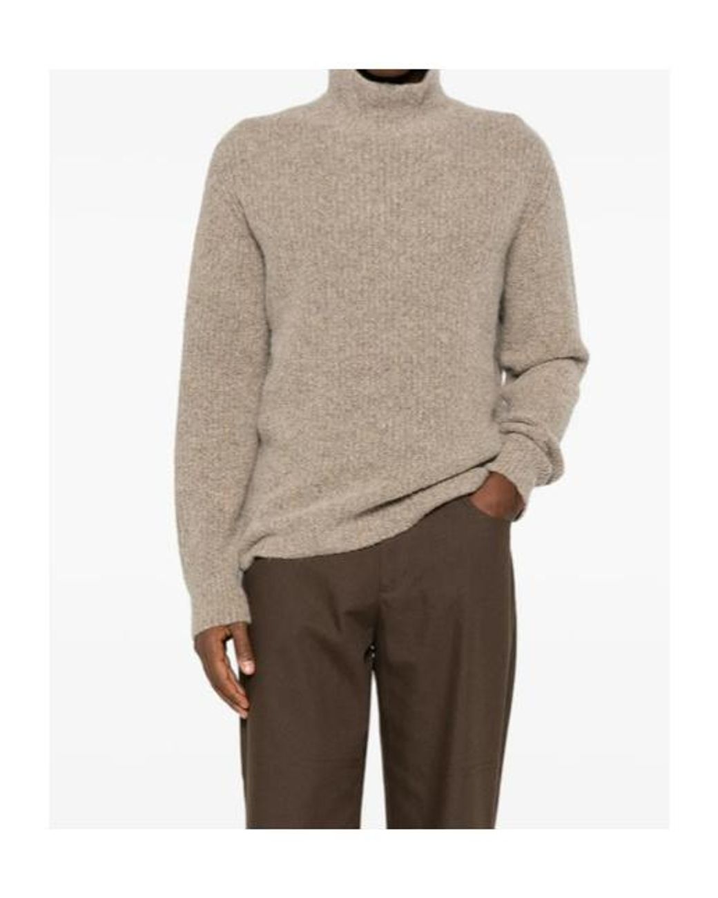 Roberto Collina Natural Turtleneck Knit Top for men