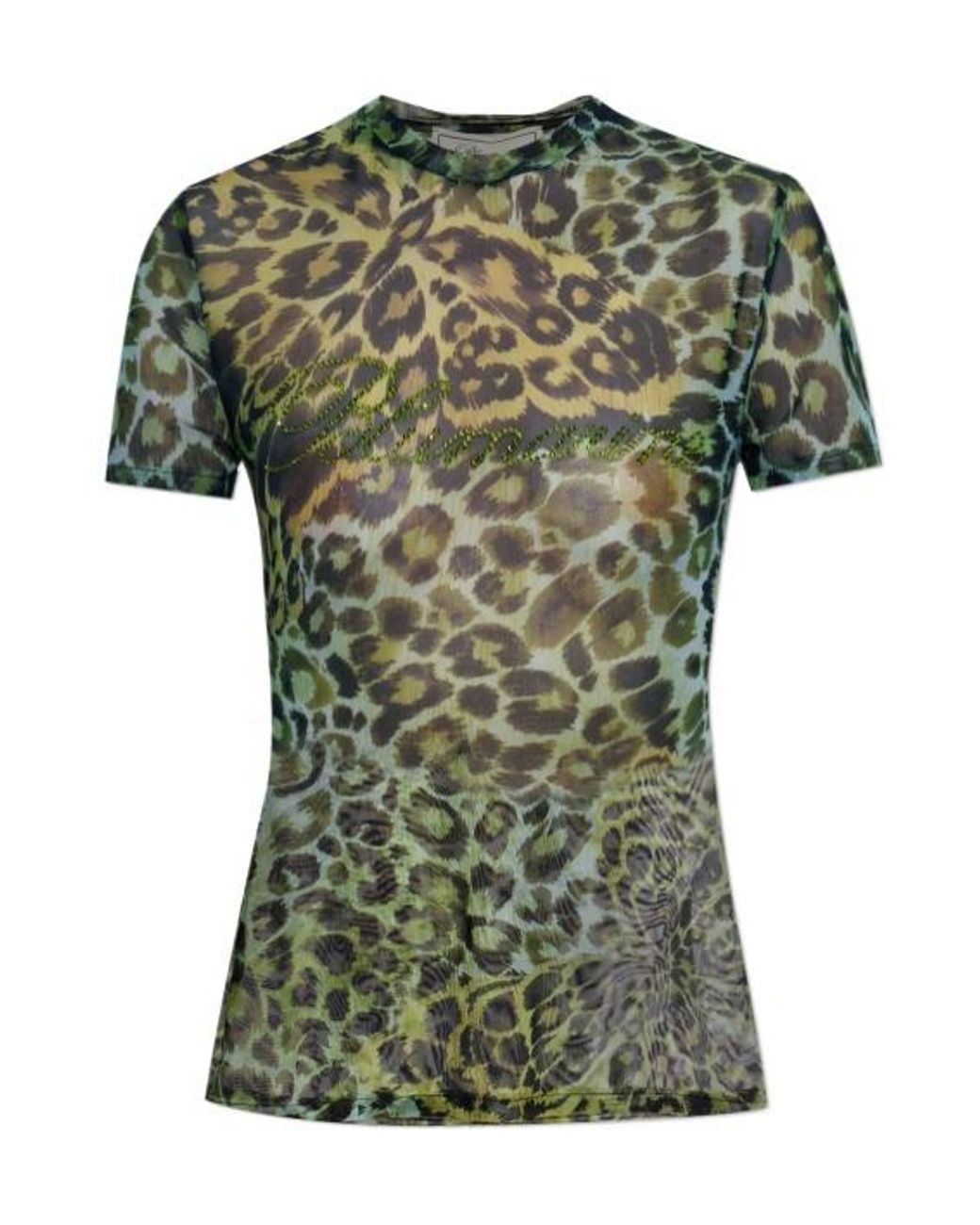 Blumarine Green Sheer Logo T-Shirt