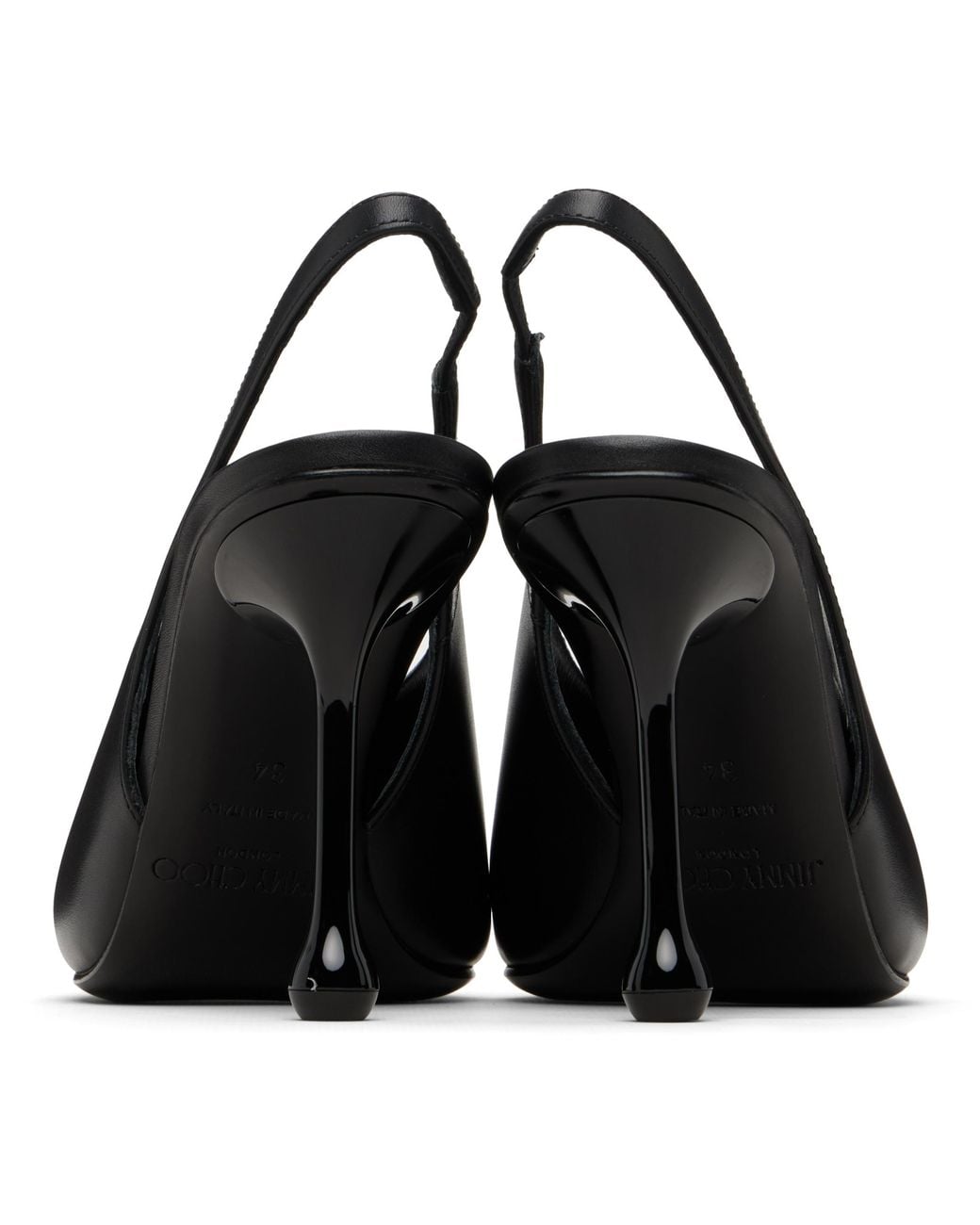 Jimmy Choo Black Isa 95 Slingback Leather Heels