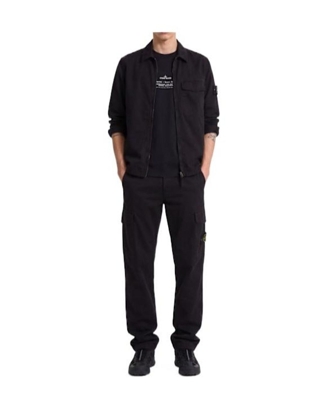 Stone Island Green Logo Cotton Regular Pants for men