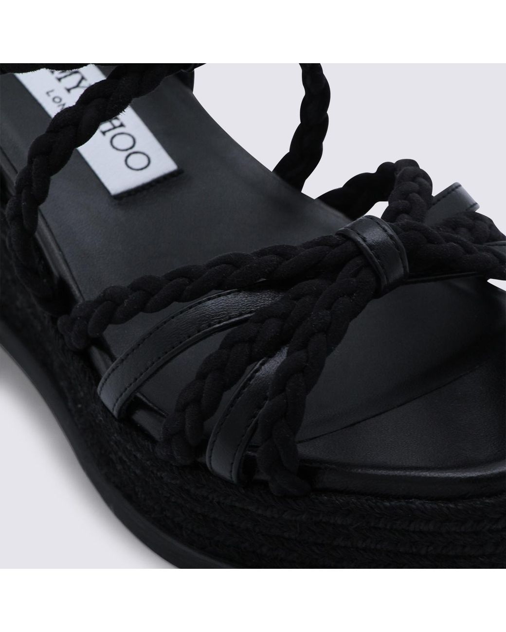Jimmy Choo Black Nyra 60 Wedge Sandals