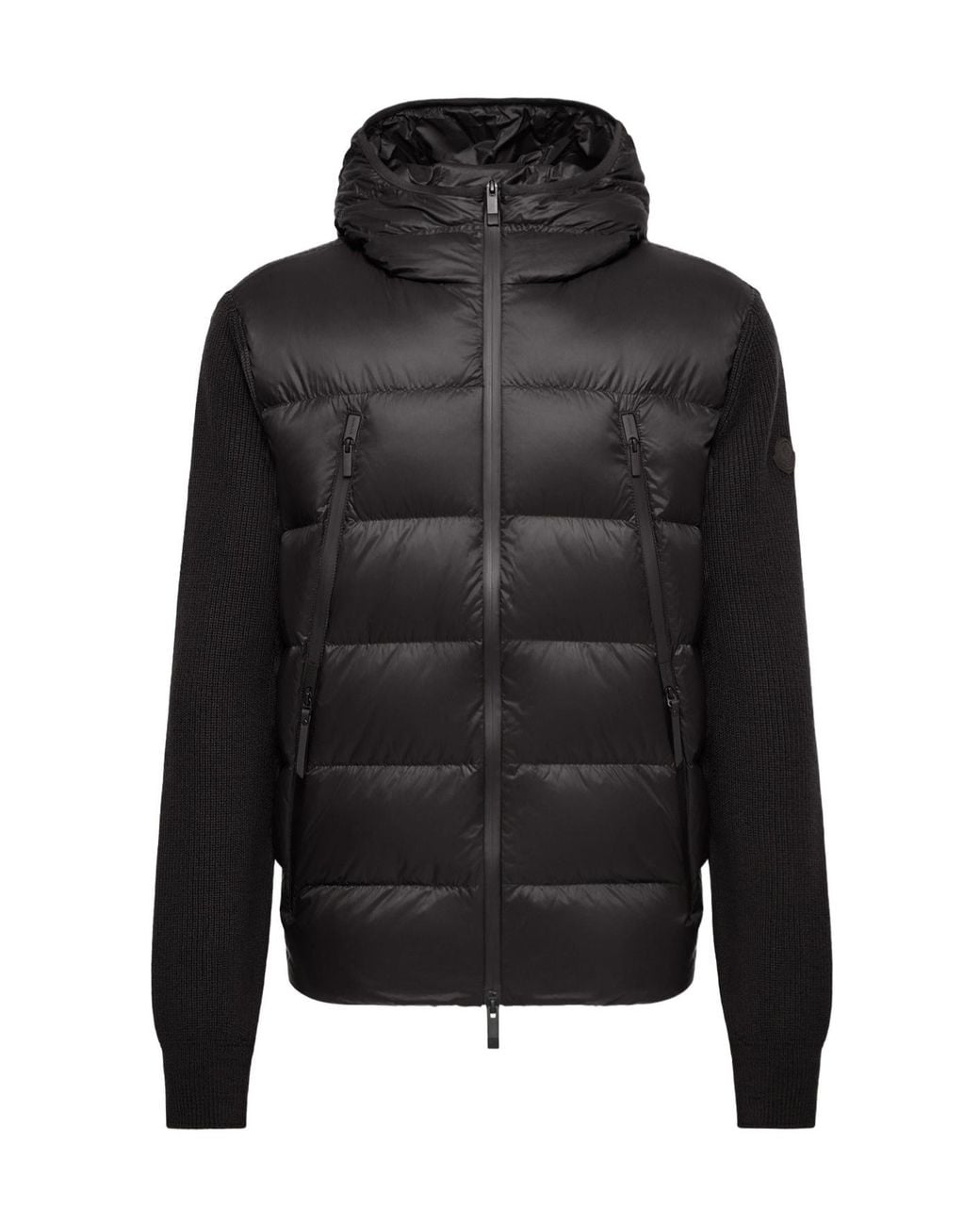 Moncler Black Hooded Quilted Front Cardigan for men