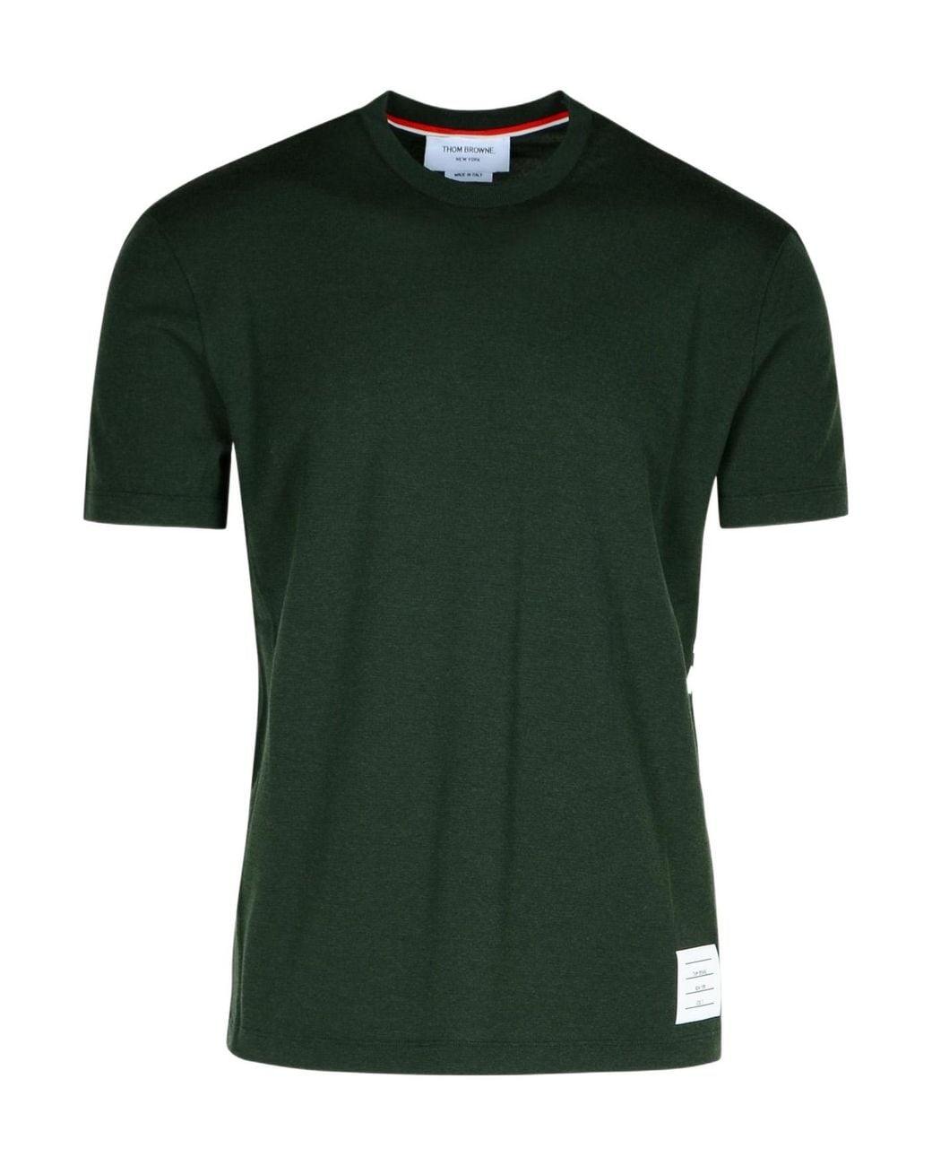 Thom Browne Green Short-Sleeved Crewneck Knitted T-Shirt for men