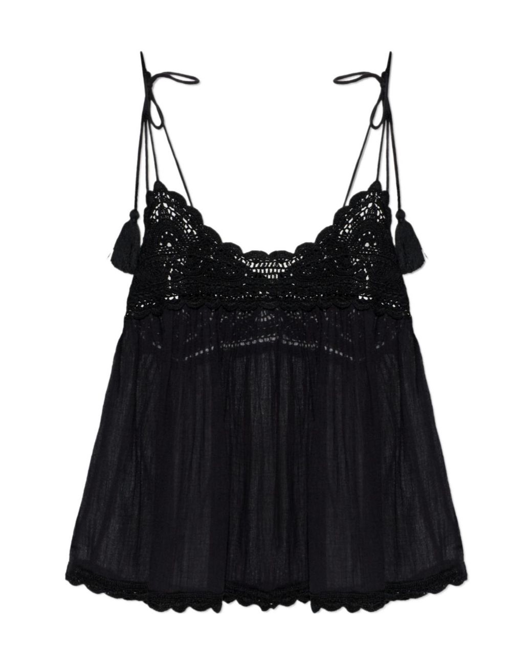 Ulla Johnson Black Crochet-Trimmed Top