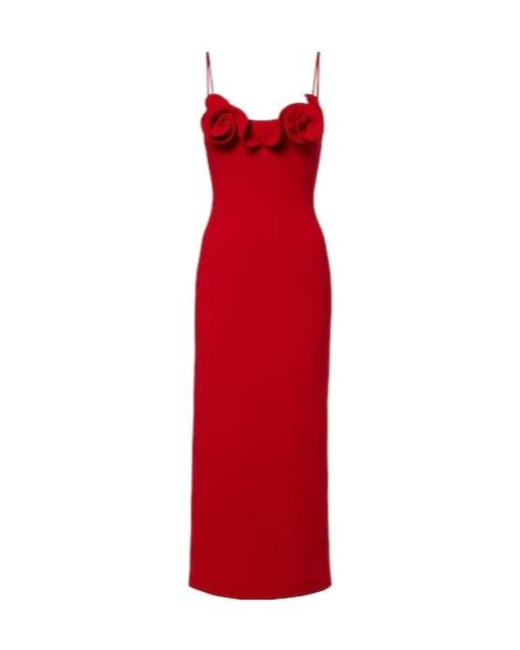 Magda Butrym Red Floral-Appliqué Wool-Blend Midi Dress