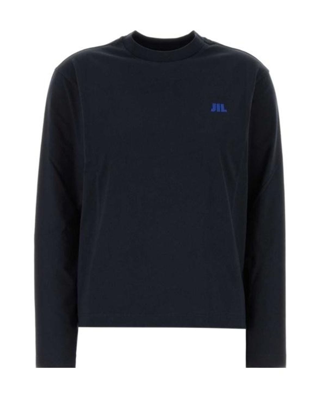 Jil Sander Blue Logo Embroidered Long Sleeve T-Shirt