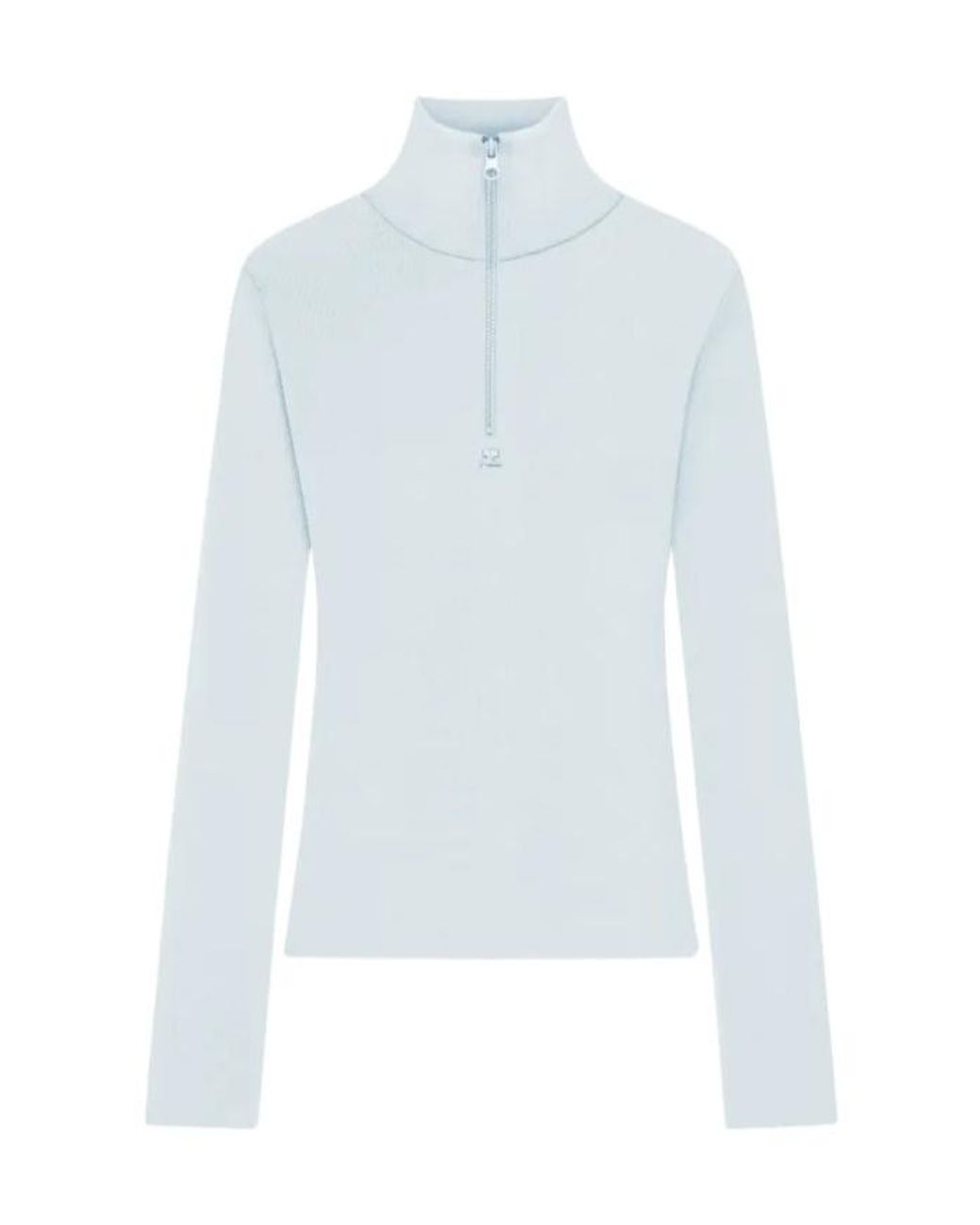 Courreges White Zipped Mock-Neck Sweater