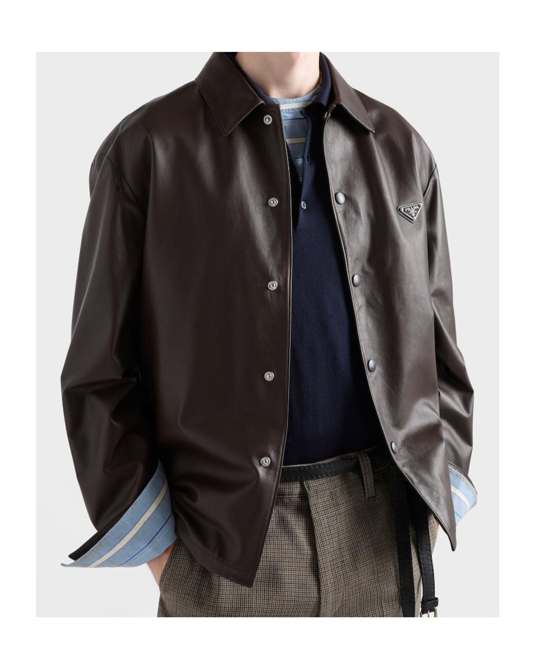 Prada Black Nappa Leather Shirt for men
