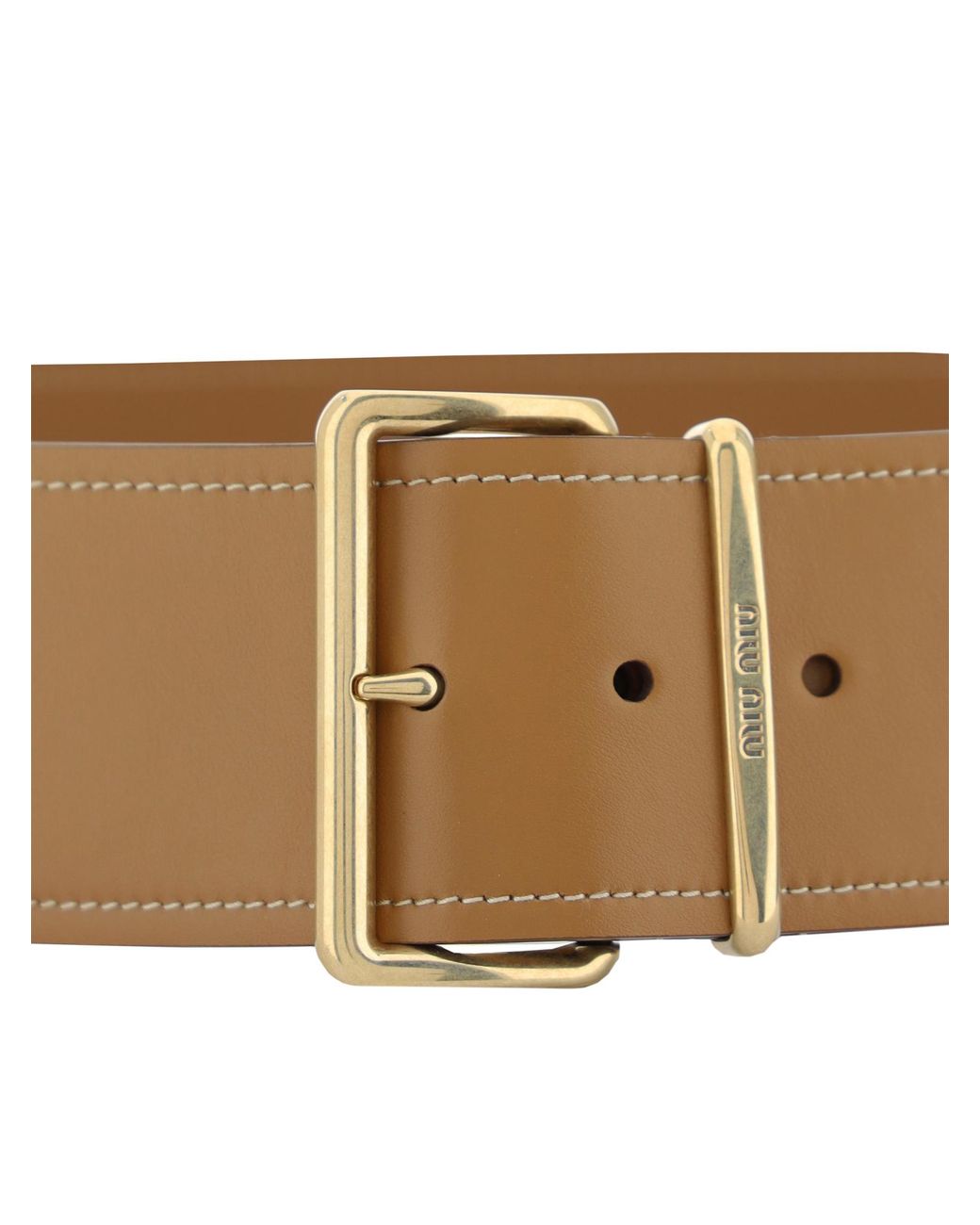 Miu Miu Natural Logo-Engraved Buckle-Fastened Belt