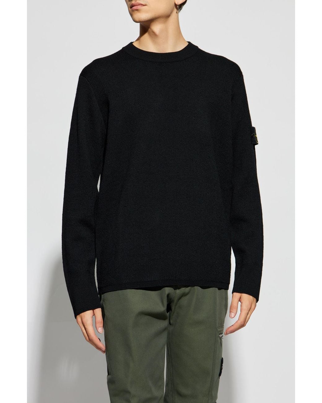 Stone Island Black Logo Patch Knitted Jumper for men