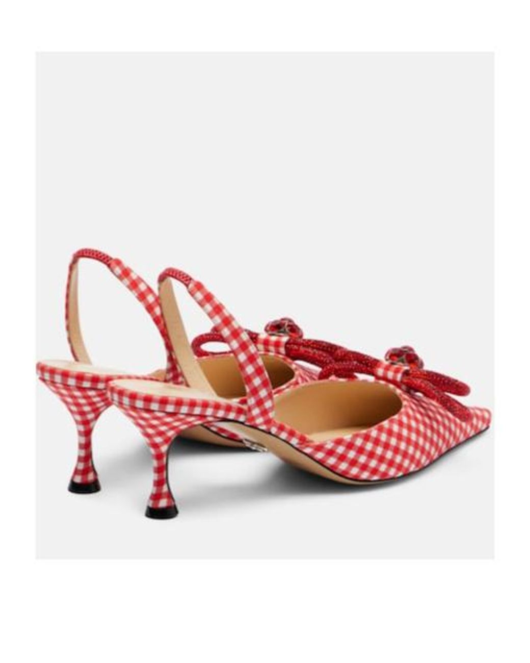 Mach & Mach Pink Double Bow Gingham Slingback Pumps