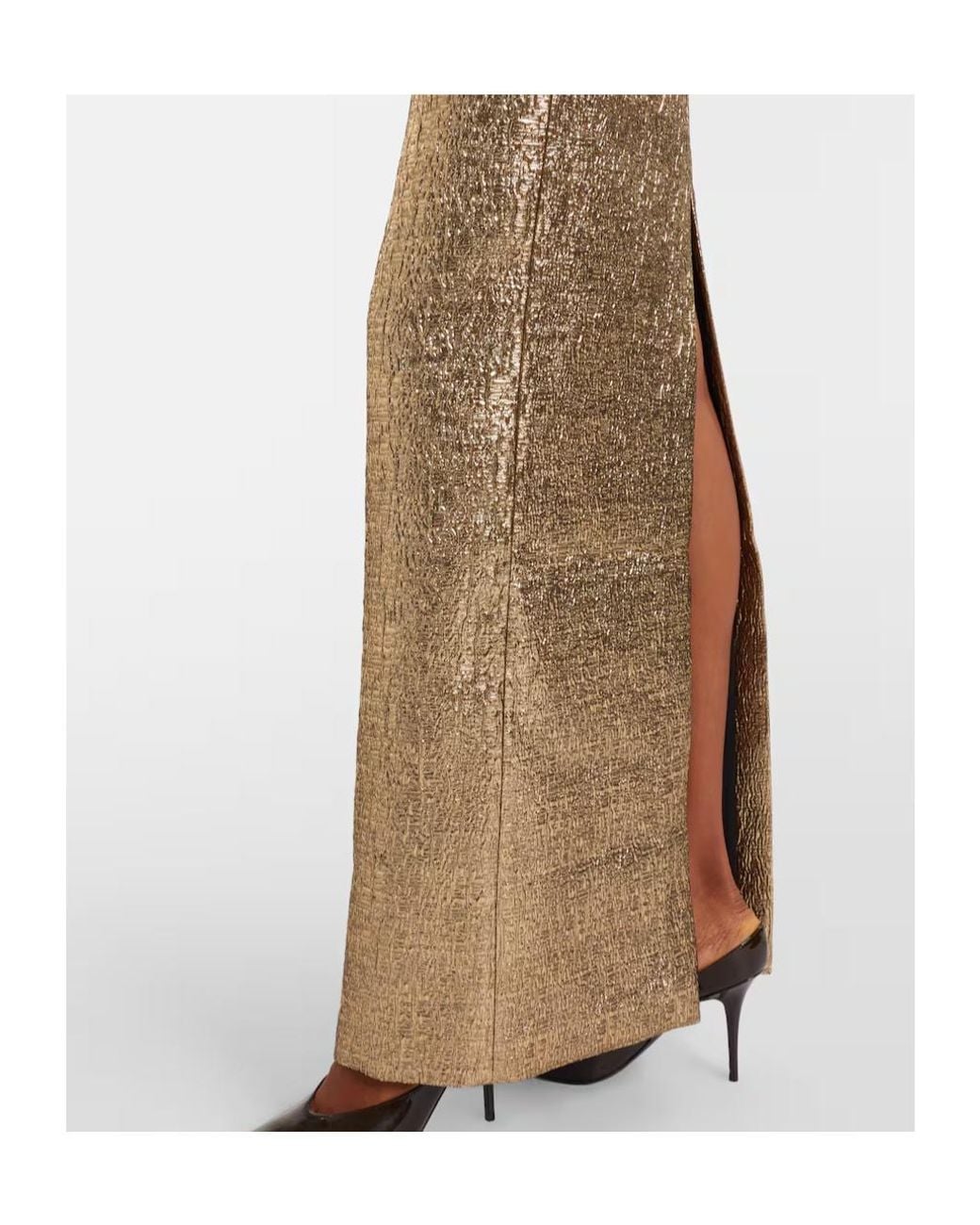 Roland Mouret Brown Lame Jacquard Bustier Gown