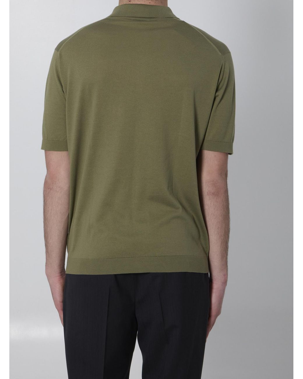 John Smedley Green Adrian Spread-Collar Polo Shirt for men