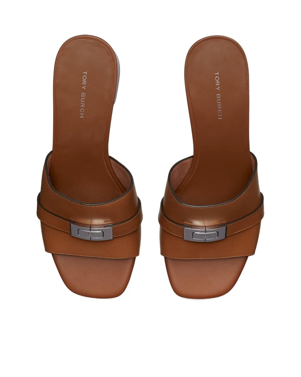 Tory Burch Brown Block Heel Slide Sandals