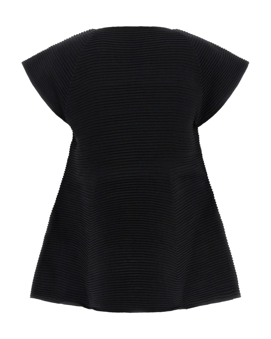 Issey Miyake Black Corrugated Knit Mini Dress