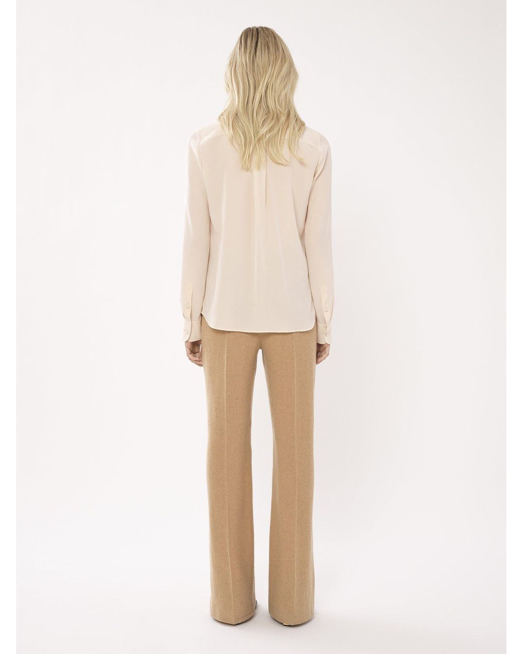 Chloé Natural Wide-Legged Wool Casual Trousers