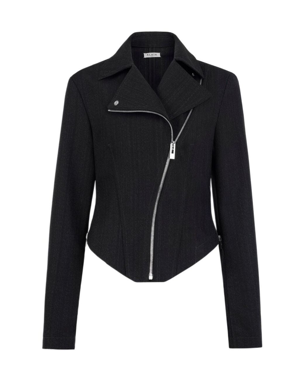 Alaïa Black Wool Denim Biker Jacket