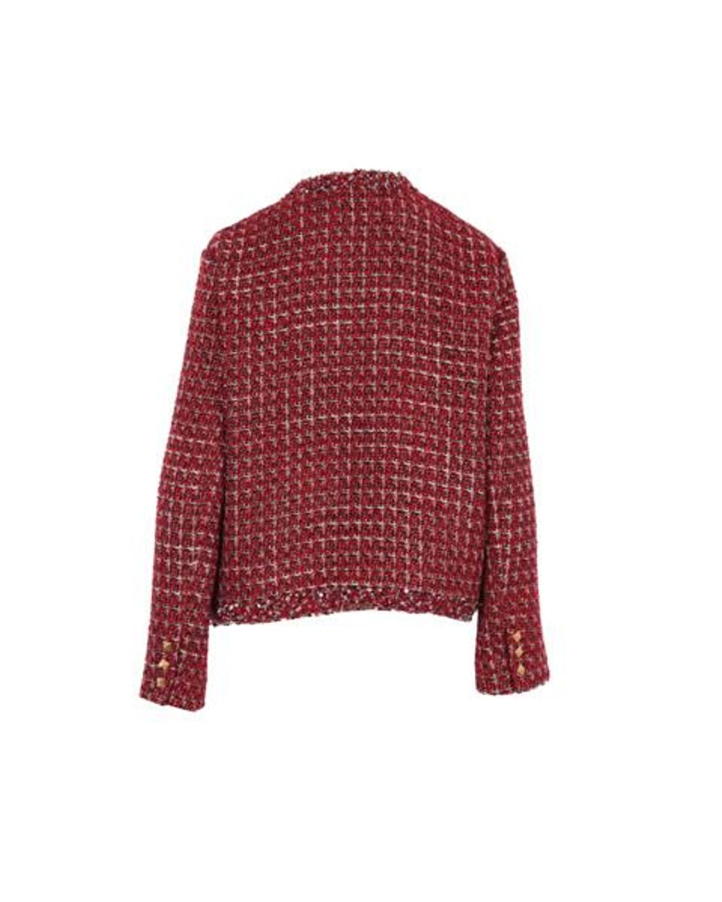 Valentino Red Sequin-Detail Tweed Jacket