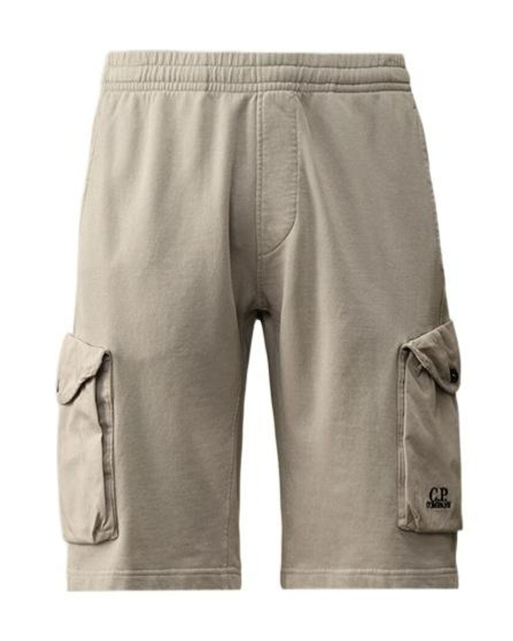 C P Company Gray Cargo Fleece Shorts for men