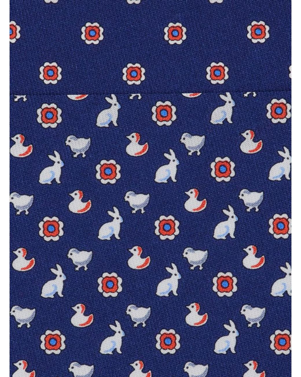 Ferragamo Blue Charms Print Silk Tie for men