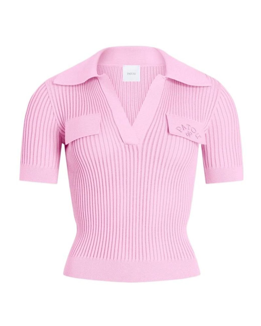 Patou Pink Ribbed Collar Knitted Top