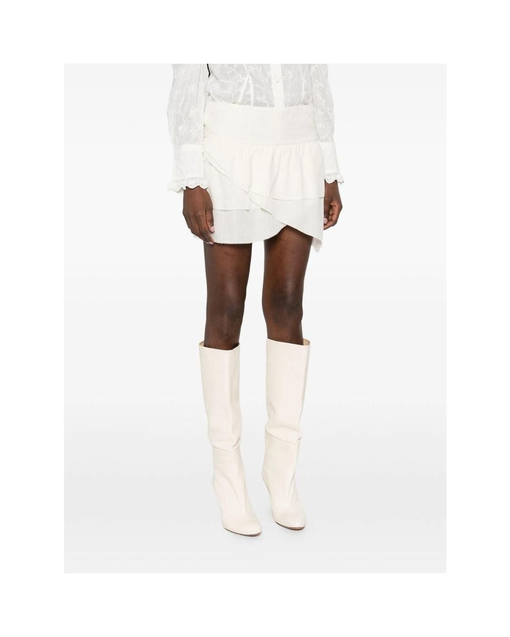 Isabel Marant White Isabel Marant Étoile Wide Waistband Asymmetric Mini Skirt