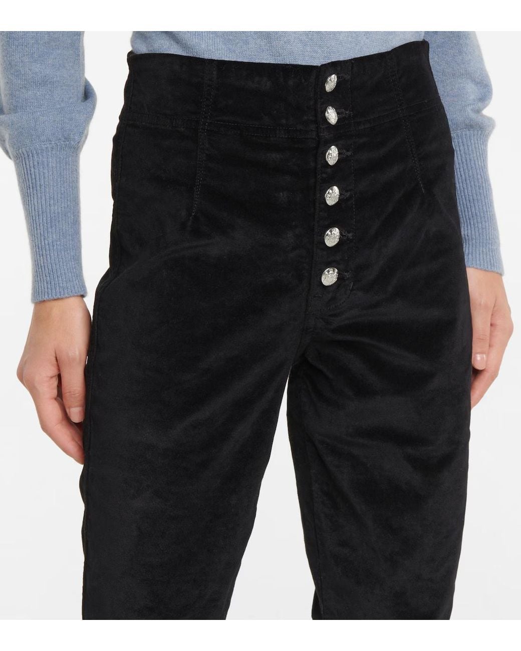 Veronica Beard Black Multi-Button Denim Trousers