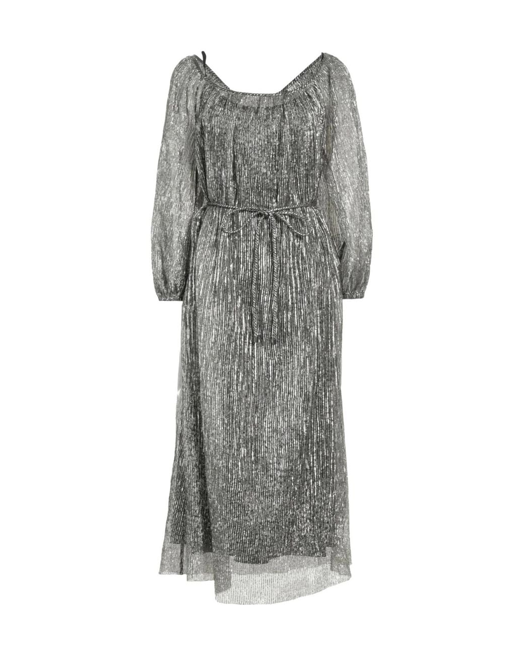 Tory Burch Gray Metallic-Finish Flared Skirt
