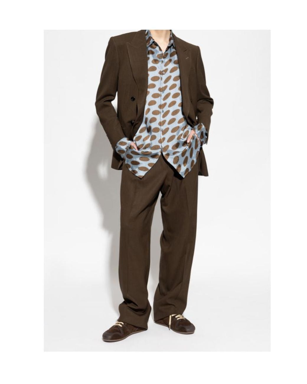 Dries Van Noten Gray Caper Oval-Print Shirt for men