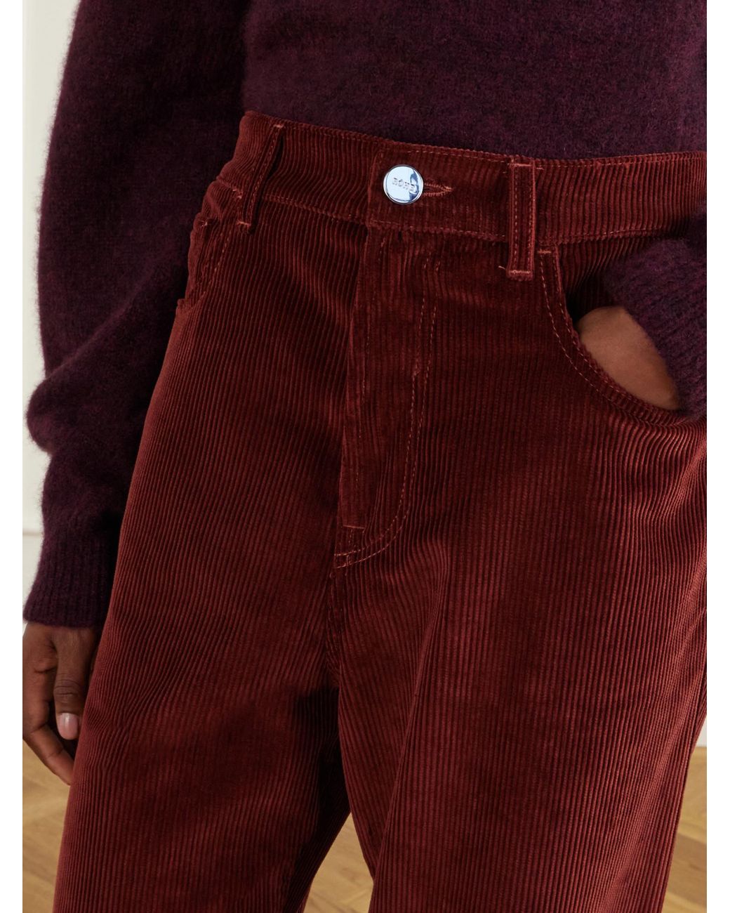 Rohe Red Corduroy Wide-Leg Pants