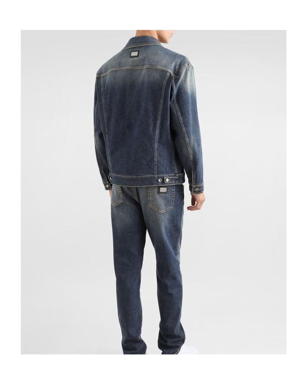 Dolce & Gabbana Blue Collared Button-Up Denim Jacket for men