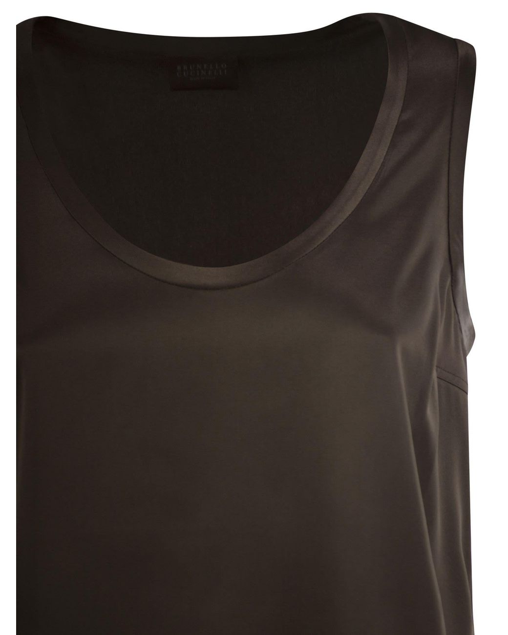 Brunello Cucinelli Brown Reversible Silk-Satin Top