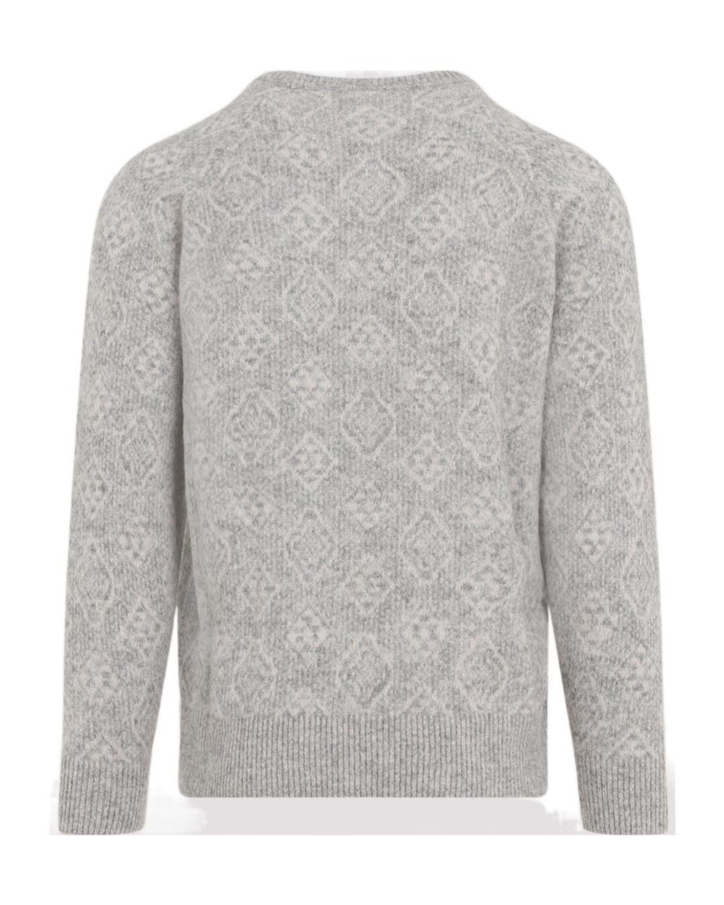 Brunello Cucinelli Gray Patterned Crewneck Jumper for men